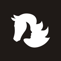 Stylish horse silhouette and man