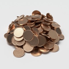 bunch of coins isolated on white background. Gold Blanks