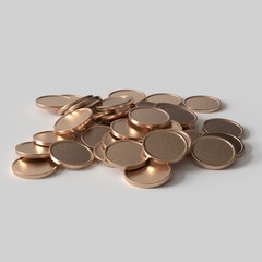 bunch of coins isolated on white background. Gold Blanks