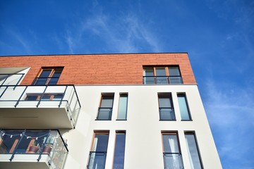 Modern European residential apartment buildings quarter. Abstract architecture, fragment of modern urban geometry.