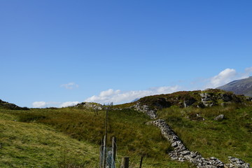Stone Wall and Structures on a Rural Landscape in Wales