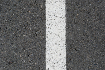 New asphalt texture with white line. Top view