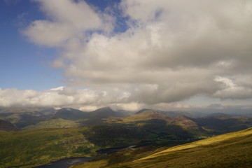 High Mountain Range with Brilliant Blue Sky and Clouds - Wales UK