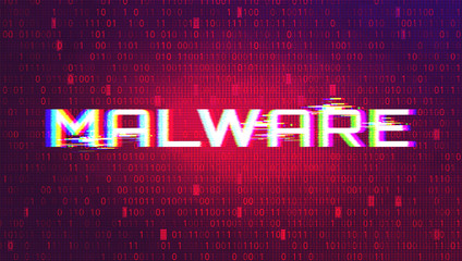 Malware Cyber Security Alert Concept. Dark Red BG