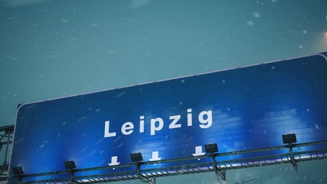 Airplane Landing Leipzig in Christmas