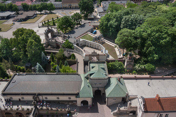 Top view of the entrance to the monastery complex at Jasna Gora in Czestochowa. June 2019, Poland