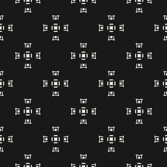 Vector seamless texture, geometric monochrome pattern, square crosses