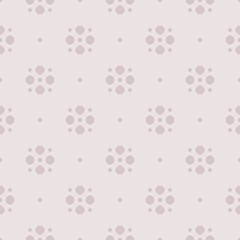 Fototapeta na wymiar Simple vector polka dot seamless pattern in pastel colors, pale pink and purple