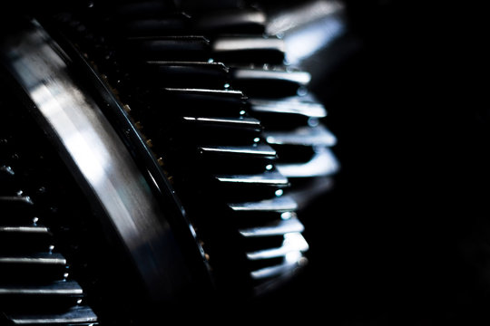 Manual gearbox shaft close up with shallow depth of field