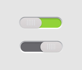 Set of On and Off toggle switch buttons.Black and white switch buttons set.Toggle slide for mobile app, social media. vector illustration