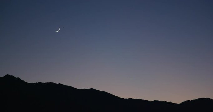 Moon in the hills of Palm Springs, California
