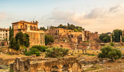 Fototapeta na wymiar Ancient ruins of eternal city of Rome
