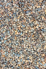 Multicolored, oval, different-sized pebbles. Background image.