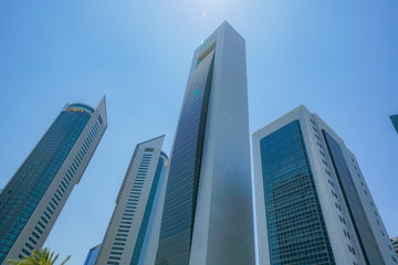 Obraz na płótnie Canvas Street and buildings in ultra-modern business district of Al Dafna.