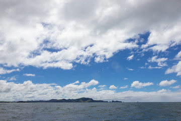 view from boat of Bay of Islands, New Zealand