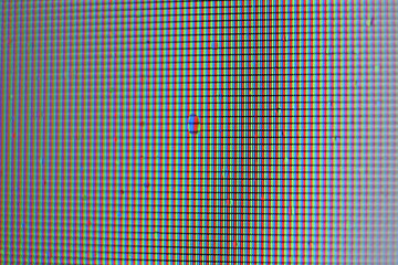 Water drops on pixilated surface. Display pixels grid texture. Monitor pixel macro background.