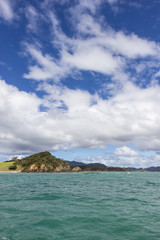 view from boat of Bay of Islands, New Zealand