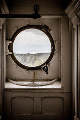 porthole detail on the S.S. Keewatin in Port McNichol, Ontario, Canada