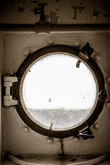 vintage porthole on the S.S. Keewatin passenger ship in Port McNichol