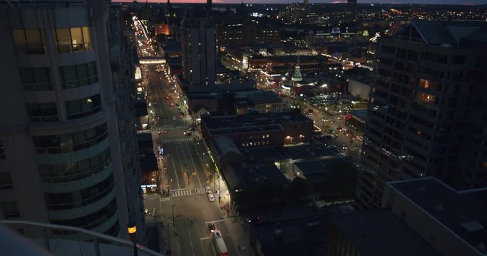 Downtown City Skyline at Dusk Night Ottawa Lights Traffic