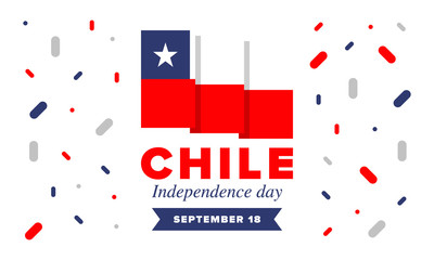 Chile Independence Day. Happy national holiday Fiestas Patrias. Freedom day. Celebrate annual in September 18. Chile flag. Patriotic chilean design. Poster, card, banner, template, background. Vector
