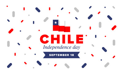 Chile Independence Day. Happy national holiday Fiestas Patrias. Freedom day. Celebrate annual in September 18. Chile flag. Patriotic chilean design. Poster, card, banner, template, background. Vector