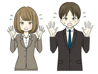 スーツ-慌てる女性・男性