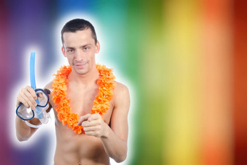 Holidays at sea. Young attractive guy. 