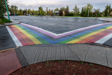 Rainbow Crosswalk in Yellowknife, Northwest Territories, Canada