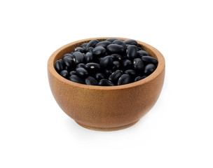 Black beans in cup  on white background