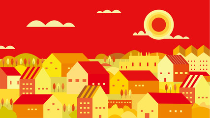 city flat background at afternoon