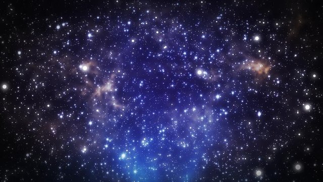 Night sky universe with twinkling stars moving foward - starfield