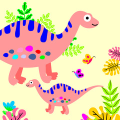 Cute Cartoon Dinosaur Background Pattern Stock Vector