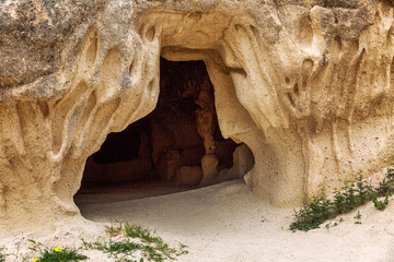 Cave in the mountains of Cappadocia. Close-up.