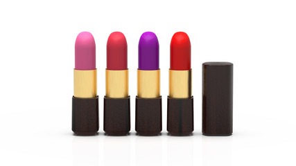 3d rendering of Fashion Colorful Lipsticks isolated on white background