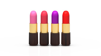 3d rendering of Fashion Colorful Lipsticks isolated on white background