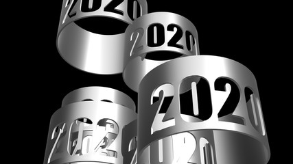 3d rendering of 2020 texture isolated with black background color