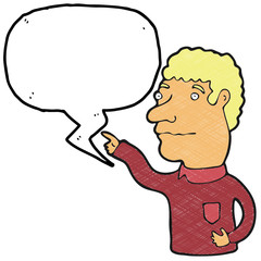 digitally drawn illustration man and speech bubble design. hand drawing texture style