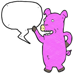 digitally drawn illustration pigs and speech bubbles design. hand drawing texture style