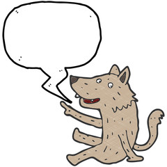 digitally drawn illustration wolf and speech bubbles design. hand drawing texture style