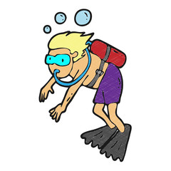 digitally drawn illustration diver design. hand drawing texture style