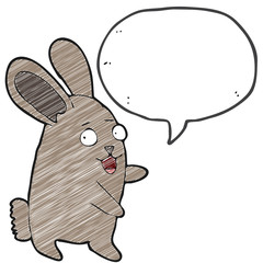 digitally drawn illustration rabbits and speech bubbles design. hand drawing texture style