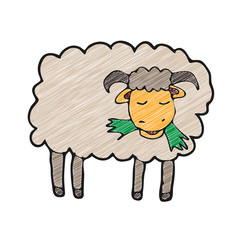 digitally drawn illustration sheep design. hand drawing texture style