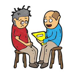 digitally drawn illustration psychologist design. hand drawing texture style