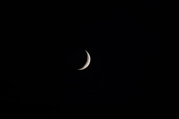 Small slither of moon against a black night