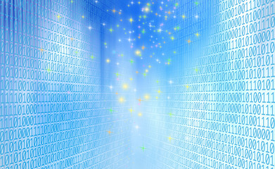 Fototapeta premium Technology concept of binary codes of one and zero in abstract lights