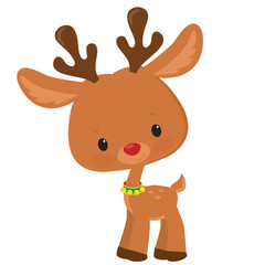 Christmas cute little reindeer vector cartoon illustration