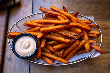 Sweet Potato Fries with dipping sauces