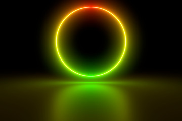 Colored luminous geometric shape on a black background.