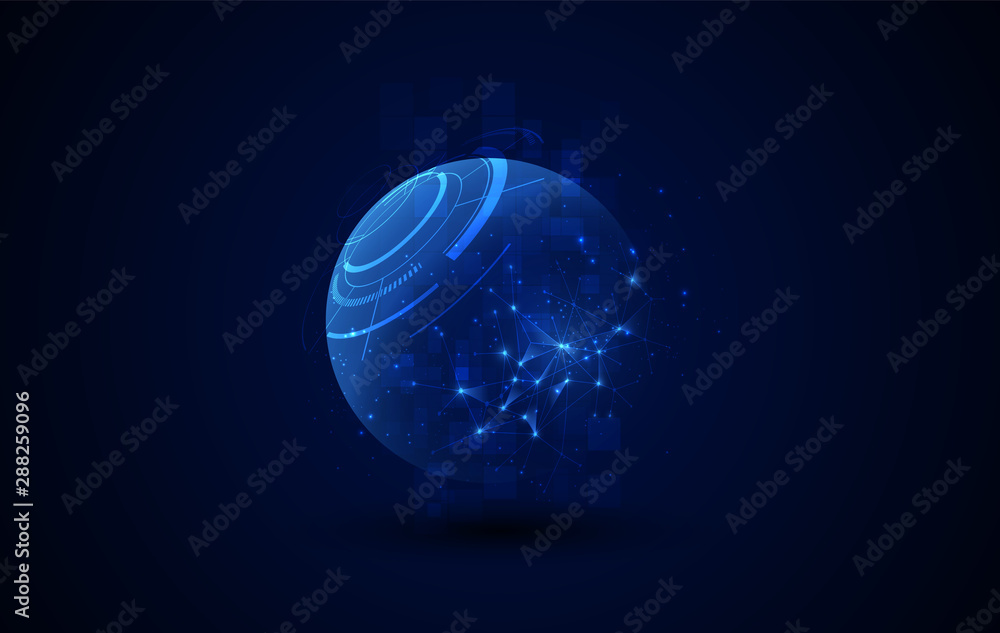Aufkleber abstract sci fi sphere polygonal pattern design global network connection and line composition conce